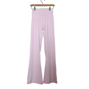 Women's Best High Waisted Fold Over Flare Leggings Light Pink Activewear Women M